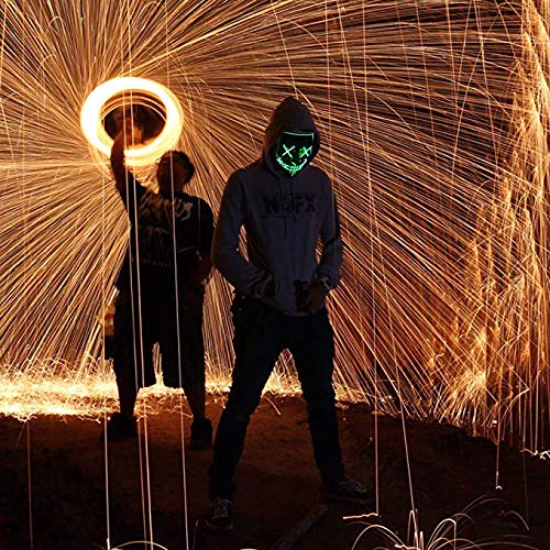 Monstleo Scary Mask Halloween Cosplay Led Costume Mask El Wire Light Up Mask for Halloween.Christmas,Festival Parties