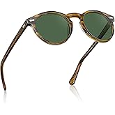 CARFIA Retro Polarized Sunglasses for Men UV400 Protection Handmade Acetate Round Frame CA5288L