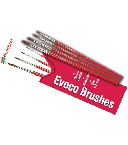 Humbrol Coloro Lot De 4 Pinceaux – Tailles 00, 1, 4, 8 – Fibre Synthétique – Pour Acrylique Et Émail – Modélisme