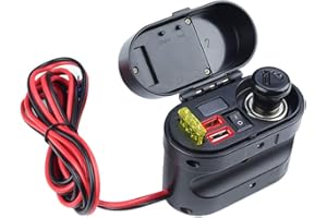 DC 12V/24V Motorcycle Cigarette Lighter Dual USB Charging Ports Phone Voltmeter Clock Time Display Motor Phone Lighter Socket