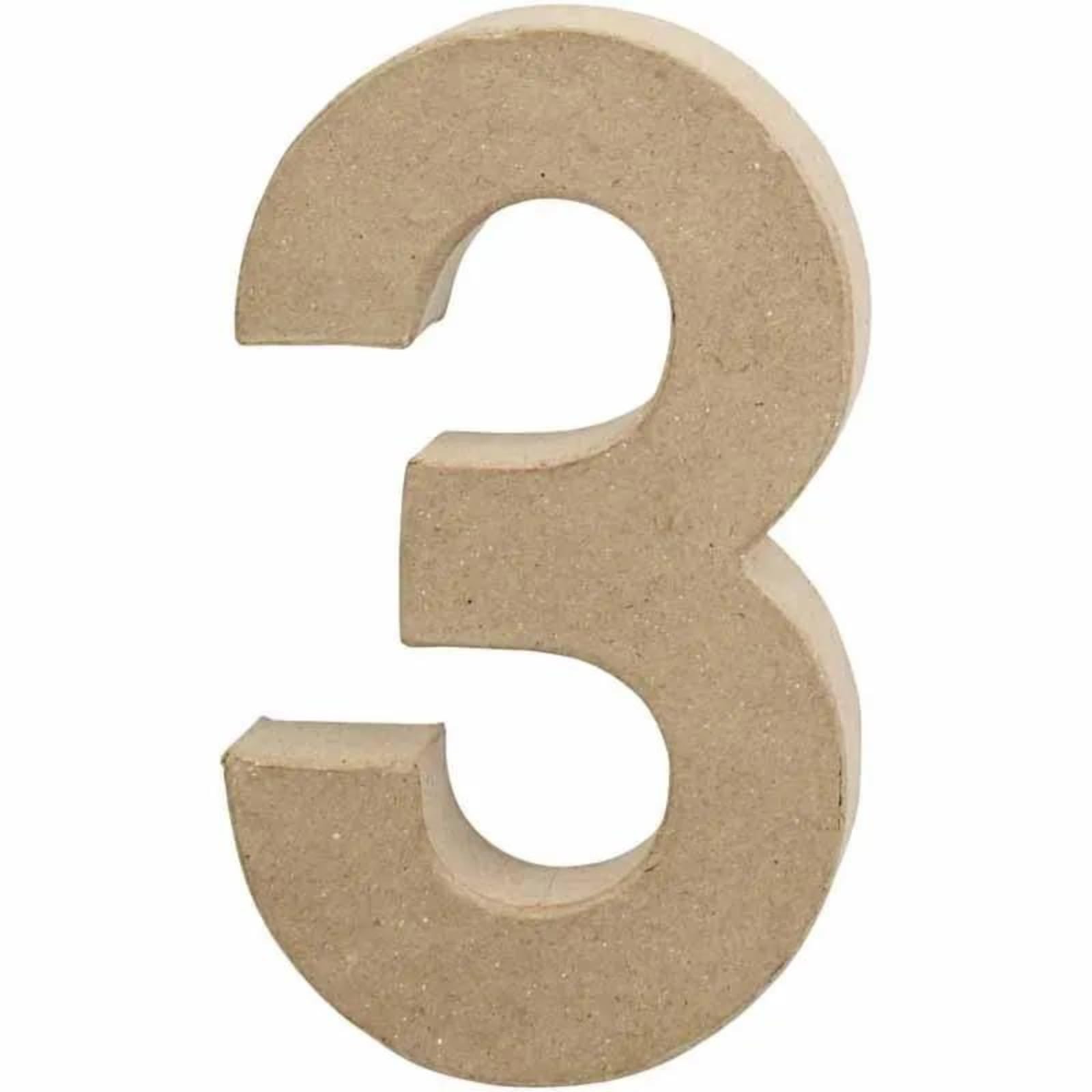 Creativ 26631 20 cm 1-Piece Papier Mache Number 3, Beige