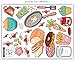 BIBITIME Cartoon Kitchen Decal for Wall Fridge Sticker Flower Carrot Water Jam Bread Food Vinyl Decor for Cooking Bench Lockers Refrigerator