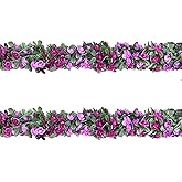 LNHOMY Lannu 2 Pack 8.2 FT Artificial Rose Vine Flowers Fake Garland Ivy Flowers Silk Hanging Garland Plants for Home Wedding Party Decorations (Purple)