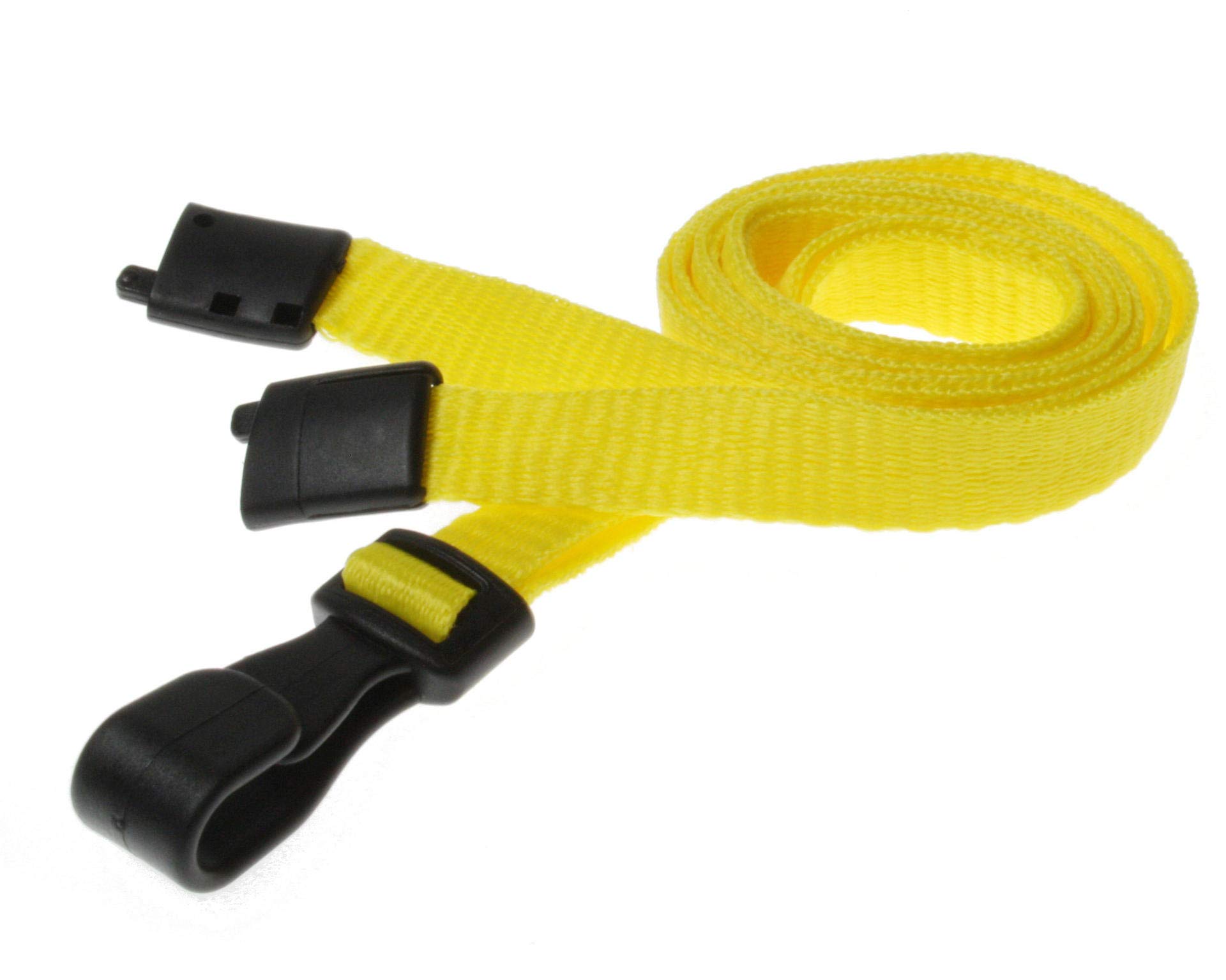 Identity-Plus: Yellow Flat Weave Lanyard with Safety Breakaway and J Clip (10)