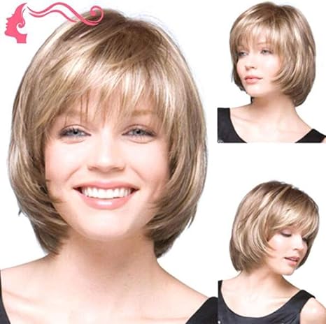 Amazon Co Jp ナチュラルフルウィッグヘアウィッグ合成 ファッションナチュラルウィッグ女性の女性の美しさは女性の女性コスプレパーティーファンシードレスを使用し毎日 俳優 スター アンカーのためのブロンド34センチメートル ショートボブウェービーヘアウィッグ