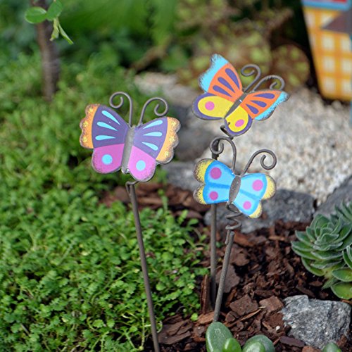 Miniature Fairy Garden Colorful Butterfly Picks, Set of 3 Buy Online