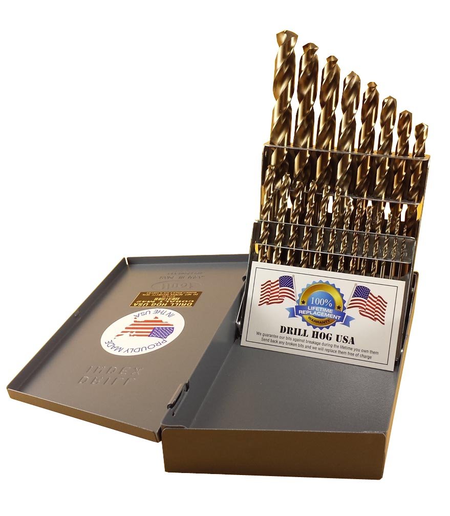 21 Pc Cobalt M42 Drill Bit Set 1/16" to 1/2" by 32nds DRILL HOG USA eBay