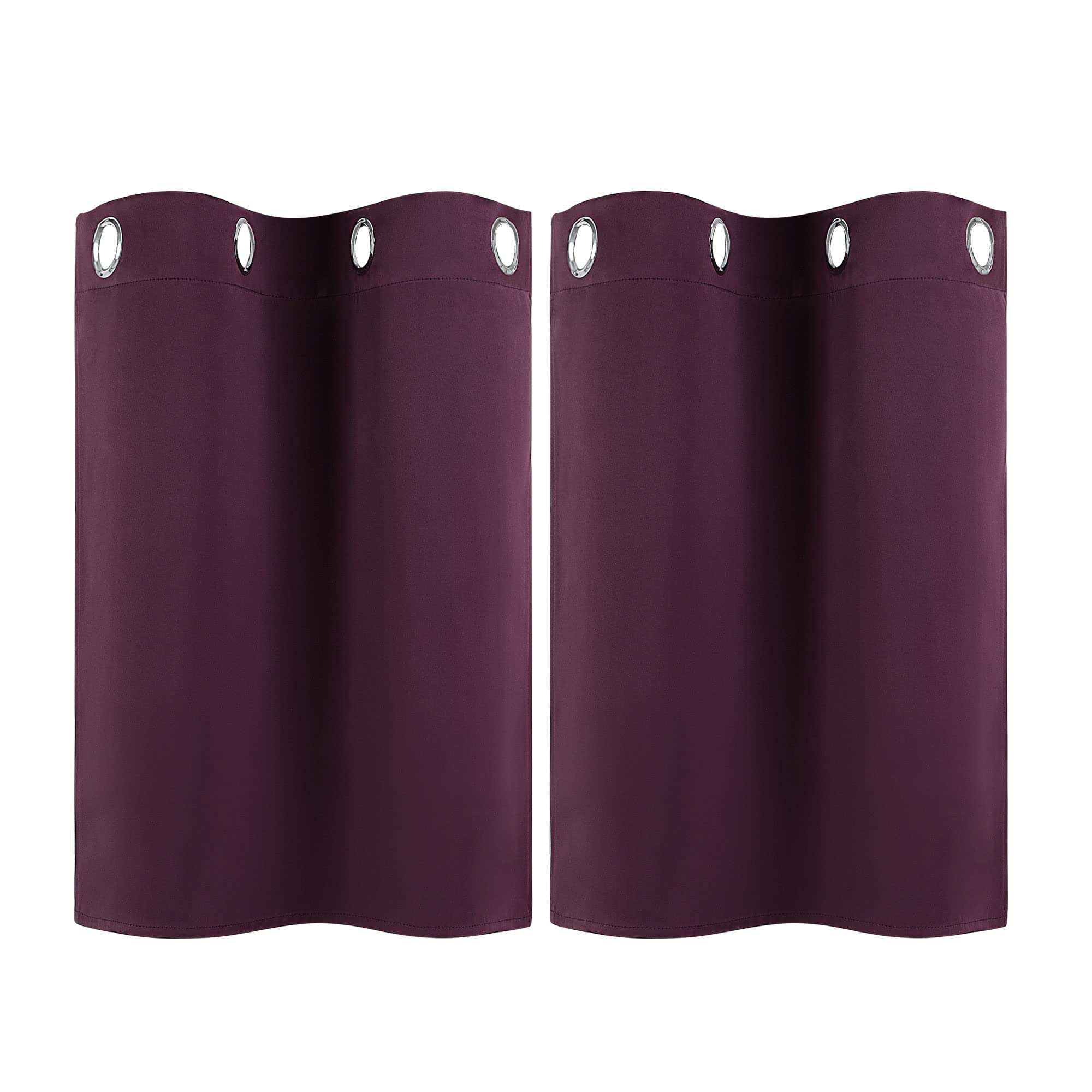 PiccoCasa Blackout Curtains 2 Panels Grommet, Burgundy Thermal Insulated Curtains Panel Darkening Small Window Curtains for Bedroom Living Room 29 x 18 Inch (Width x Length), 36inch Drop