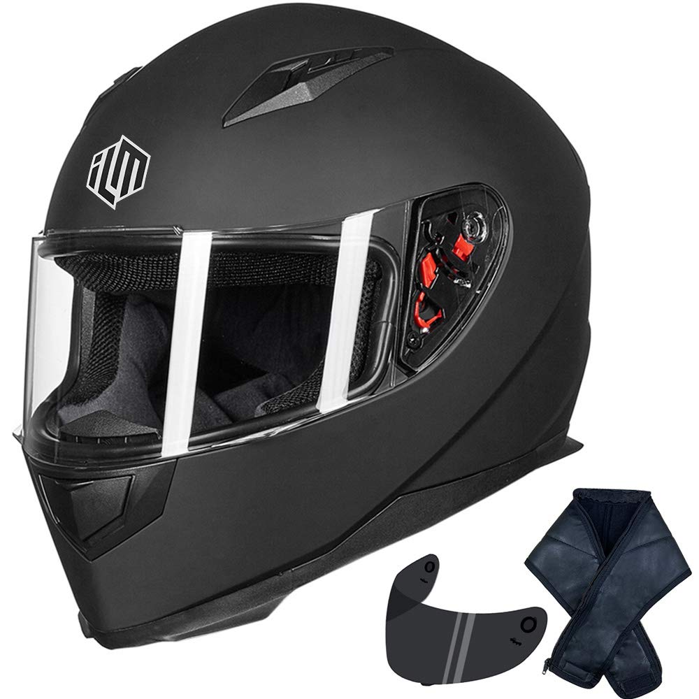 ILM Full Face Motorcycle Street Bike Helmet with Removable Winter Neck