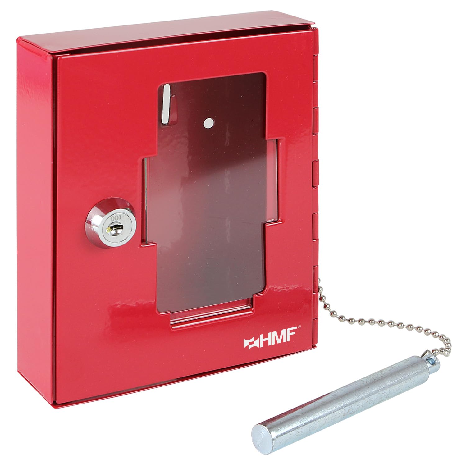 HMF 1021-03 Emergency Key Box with Glass Breaker 15 x 12 x 4 cm, RAL 3002 red