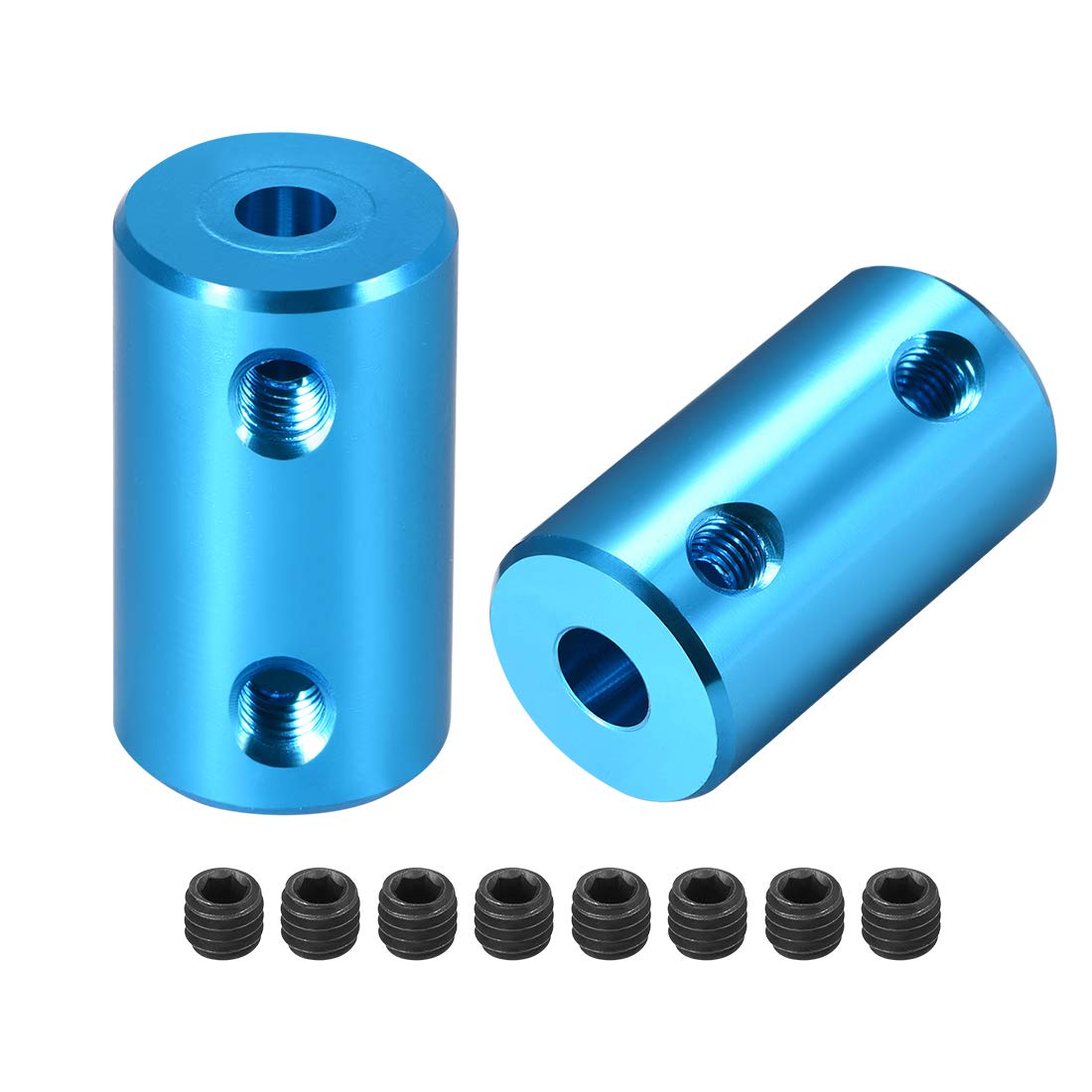 sourcing map 4mm to 5mm Bore Rigid Coupling Set Screw L25XD14 Aluminum Alloy,Shaft Coupler Connector,Motor Accessories,Blue,2pcs