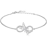 Butterfly Ankle Bracelet for Women - 925 Sterling Silver Anklet Adjustable Foot Chain Gifts for Her Summer Beach