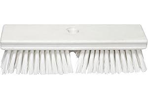 SPARTA Deck Scrub Head, Heavy Duty Brush with Stiff Bristles for Cleaning Outdoors, 10" Long, 1 Count, White