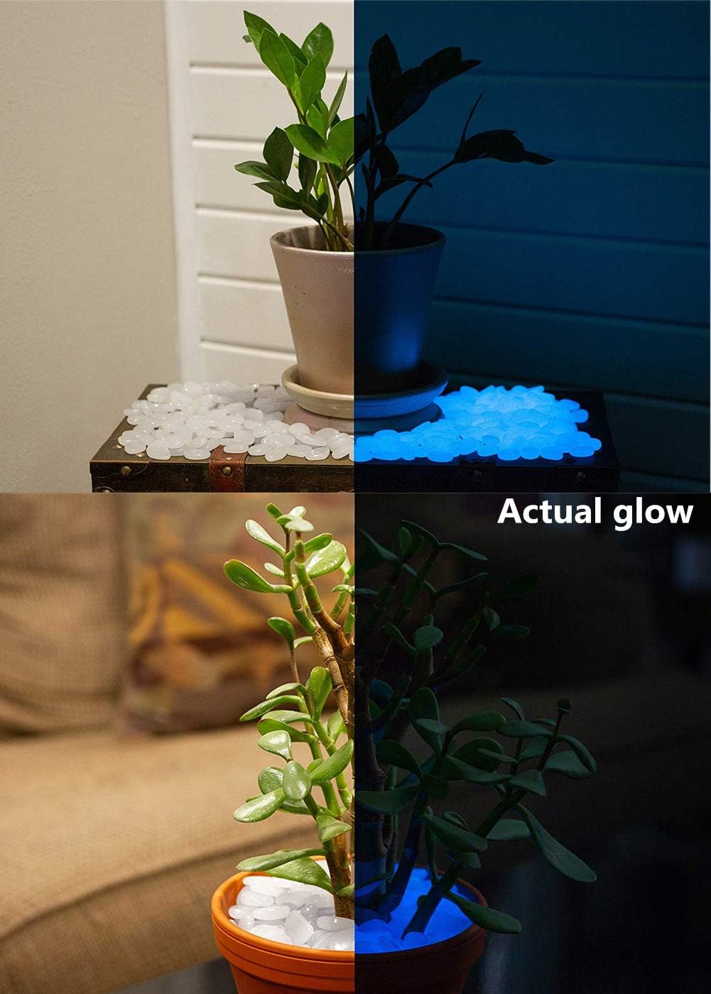Hayodo Glow in The Dark Garden Pebbles Stone for Walkway Yard and Décor (Blue 400Pcs) - Image 4