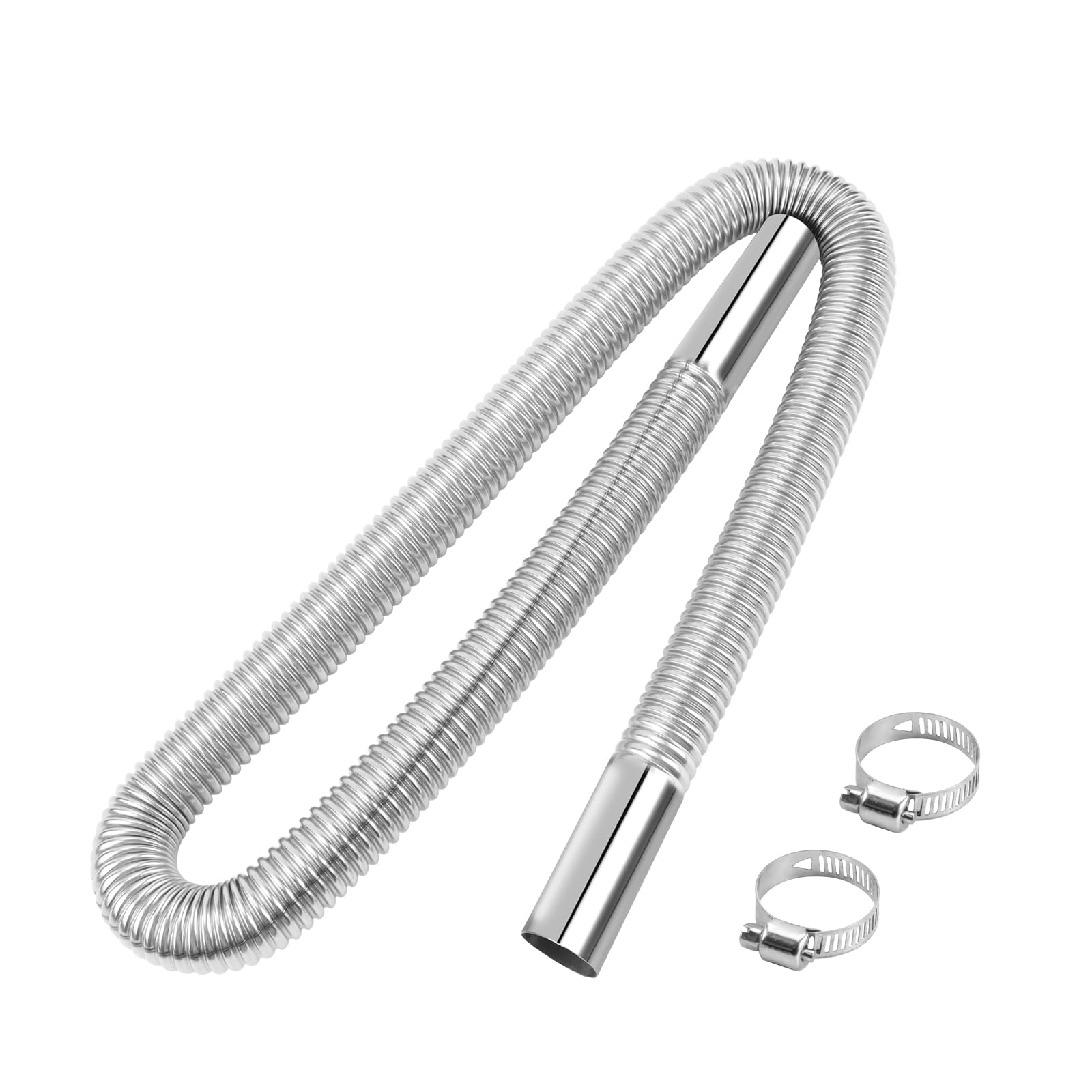 Photo 1 of 1 inch Stainless Steel Exhaust Hose,39.3" Flexible Exhaust Pipe,Diesel Heater Flexible Exhaust Tubing with 2 Hose Clamps Generator Exhaust Hose Parking Air Heater Fuel Tank Diesel Gas