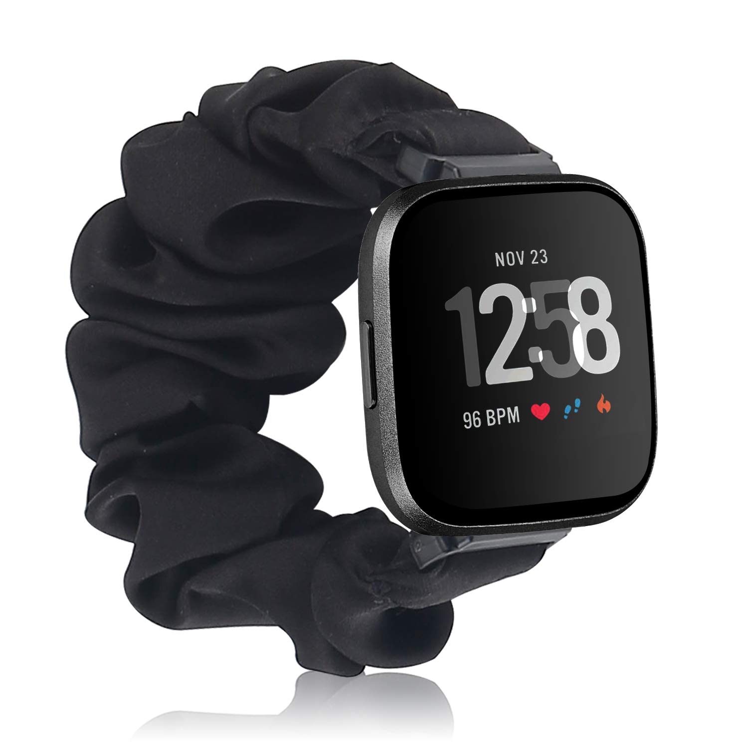 Scrunchie Strap Elastic Watch Band Compatible with Fitbit, Women Girls Printed Fabric Cloth Soft Pattern Wristband Replacement Bracelet for Fitbit Versa/Versa 2/Lite/SE