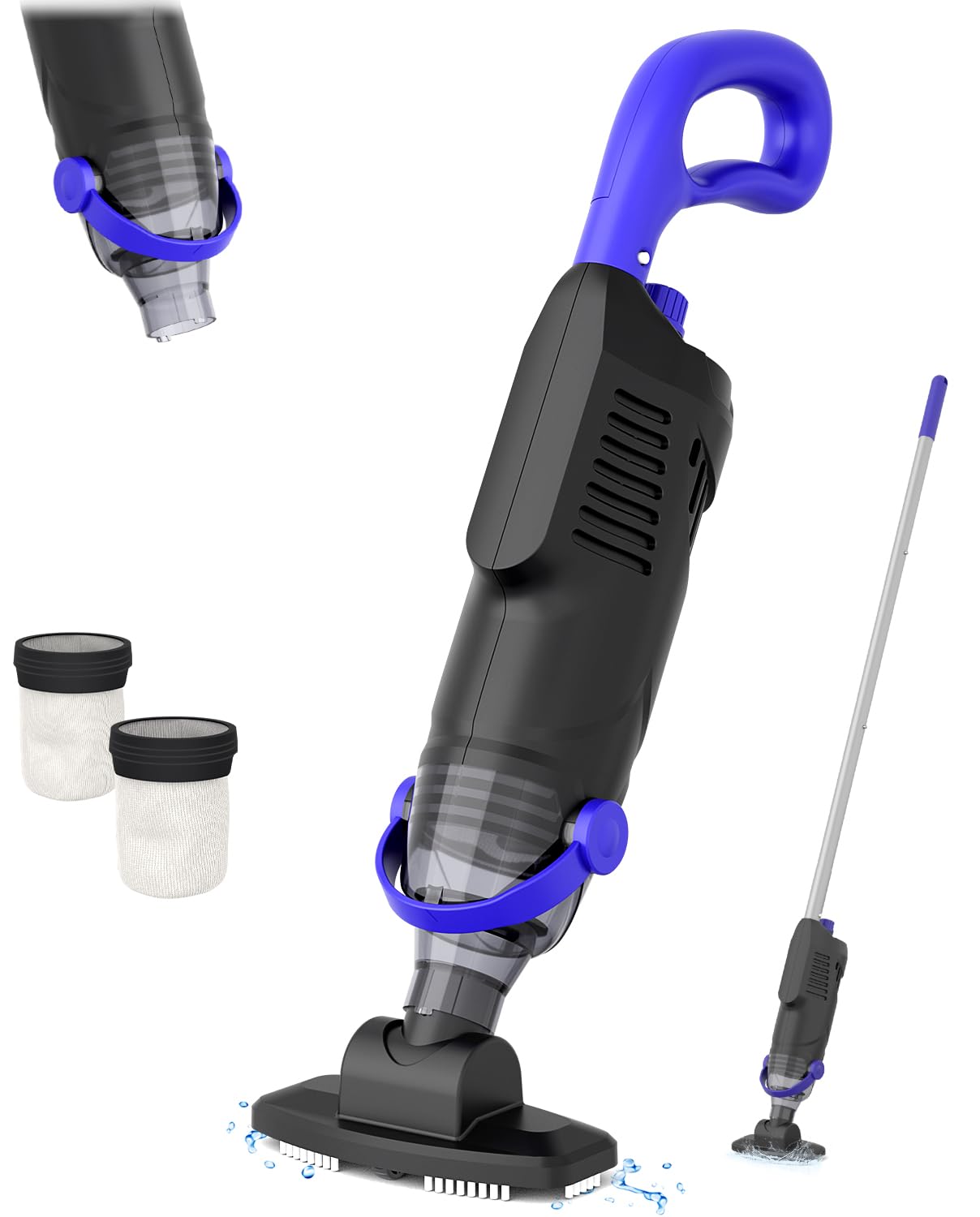 Photo 1 of Cordless Above Ground Pool Vacuum Cleaner, 60W Handheld Rechargeable Pool Vacuum Cleaner with Pole & 18GPM Suction for Leaves, Debris, Dirt