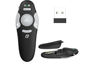 QUI Presentation Clicker Wireless Presenter Remote Clicker for PowerPoint Presentation Remote, PowerPoint Slide Advancer for Mac/Windows/Linux, Google Slide/PPT/Keynote, Black