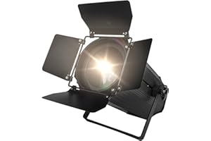 SHEHDS LED Par Lights COB 200W Linear Zoom Spotlights Wash Lights with Barn Door Warm White(3000k) & Cool White(5700k) Stage Lights DMX512 Sound Activated DJ Lights for Church Wedding Theater-1 Pack