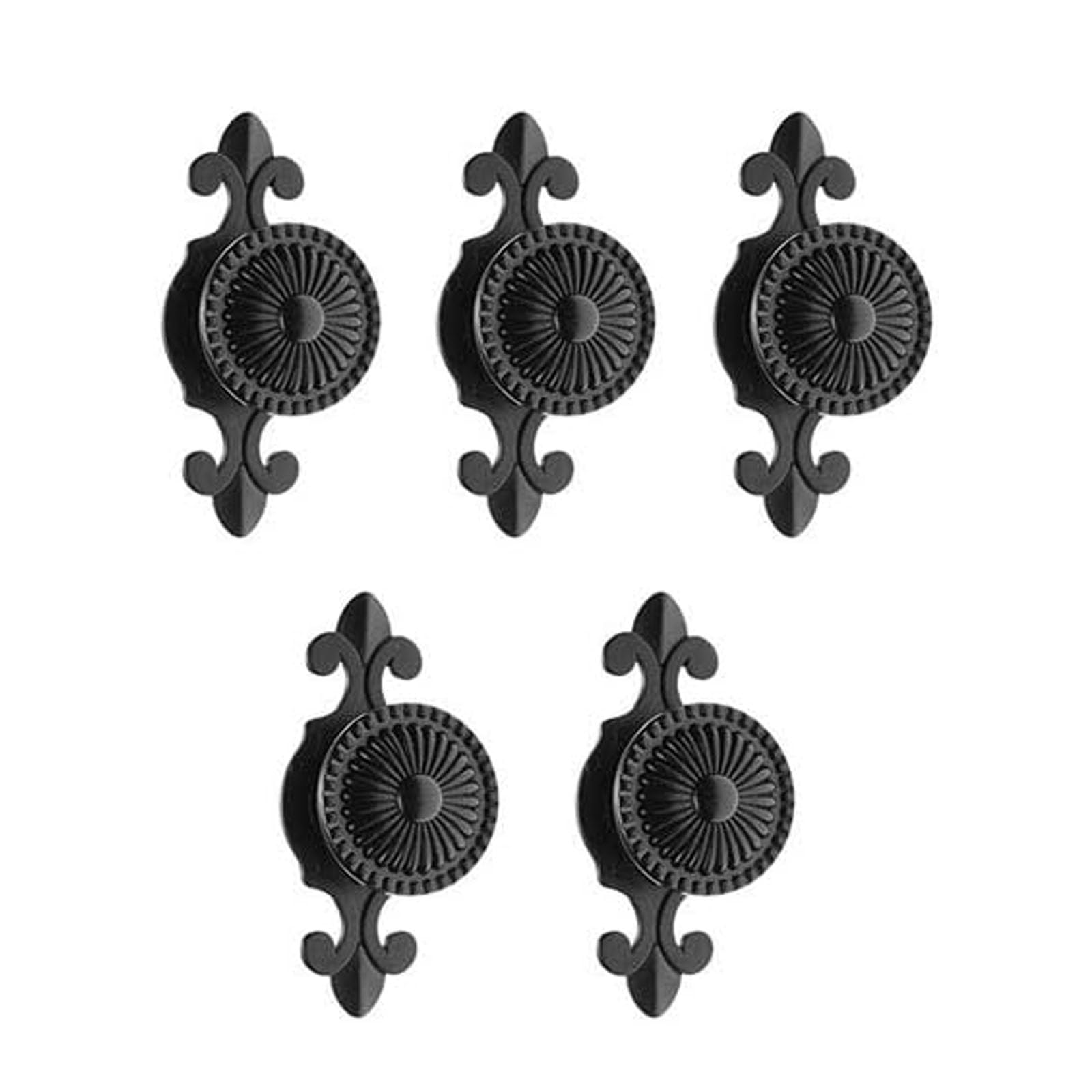 5Pcs Pulls Handles Knobs for Drawer Door Kitchen,Cabinet Knobs Furniture Wardrobe Round Antique - Black