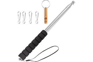 BOLIYOOOKI 8.2ft Telescopic Flag Pole,Stainless Steel Handheld Portable Extendable Retractable Flagpole with Anti-Slip Grip,Clips,Whistle,Collapsible Telescoping Flag Pole Pointer for Tour Guide,Festival (Black)