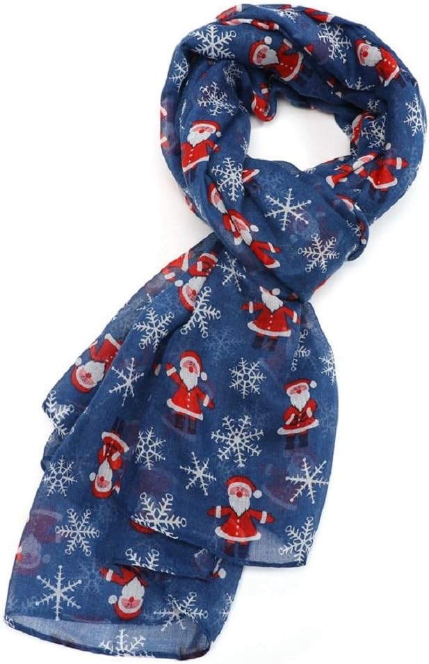 LilyRosa Santa Claus Father Christmas Scarf lovely Festive Xmas Scarves Red Grey Cream White Blue