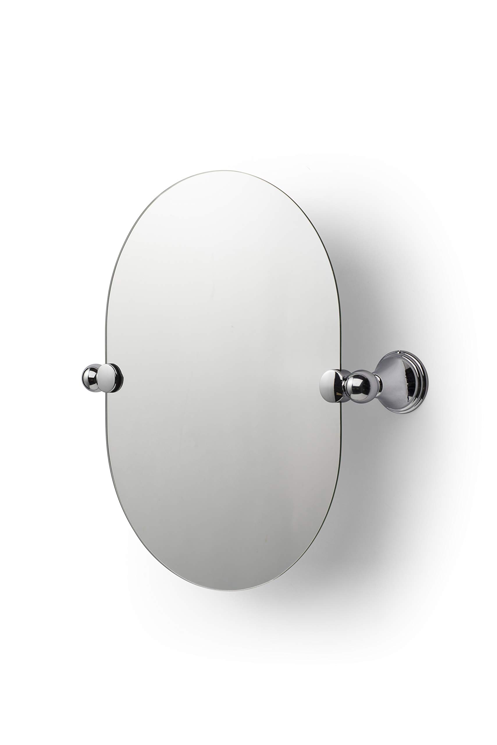 Croydex Westminster Oval Bathroom Mirror with Tilting Hinges - Small Mirror with Safety Backed Glass, Adjustable Tilt Brackets and Concealed Fixings (40 x 30cm)