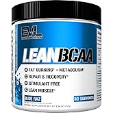 Evlution Stimulant Free Lean BCAA Powder Nutrition BCAAs Amino Acids Powder with CLA Carnitine and 2:1:1 Branched Chain Amino Acids Supports Muscle Recovery Fat Burn and Metabolism - Blue Raz