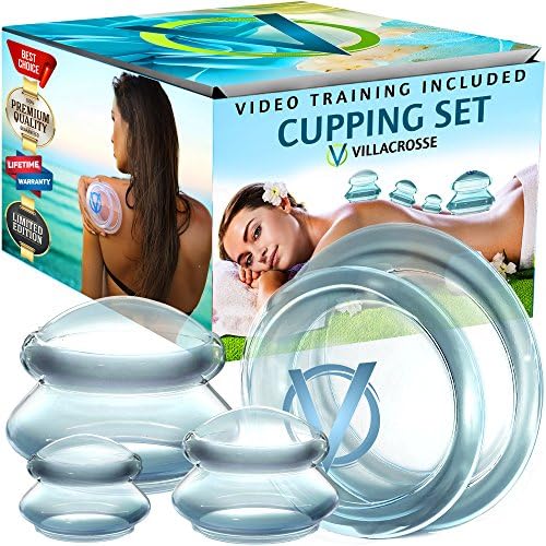 Silicone Cupping Therapy Sets - Cellulite Suction Cup by Villacrosse - Anti Cellulite Cup - Silicone Massage Cups for Cupping w/Pdf and Video Tutorials for Massage Silicone Cupping Set