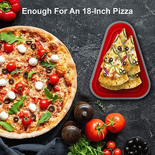 Red Pizza Storage Container with 5 Microwavable Serving Trays Reusable Red Pizza Storage Container Expandable Save Space Microwave Dishwasher Safe with 2PCS Mini Plastic Squeeze Bottles (1PCS)