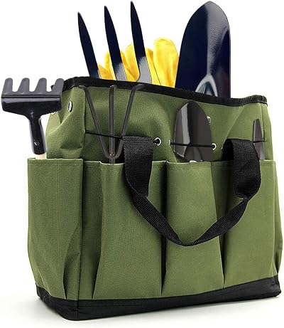 Ledeak Garden Tool Bag Deluxe Portable 8 Pockets 600D Oxford Tote