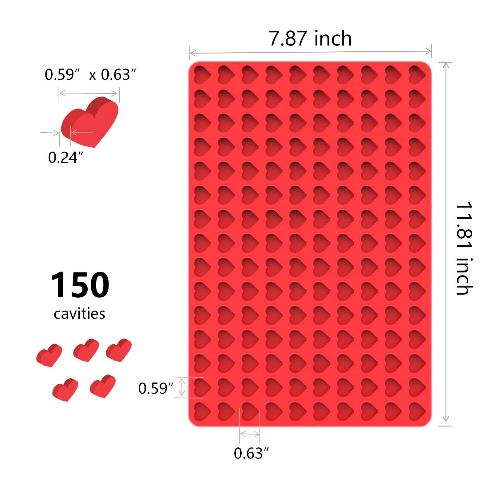 sofliym Heart Silicone Candy Molds with Scraper - Mini Heart Silicone molds for Chocolate, Hard Candy, Homemade treats(1 PCS mini heart)