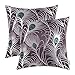CaliTime Pack of 2 Throw Pillow Covers Cases for Couch Sofa Home Decoration Modern Peacock Feathers 18 X 18 Inches Aubergine