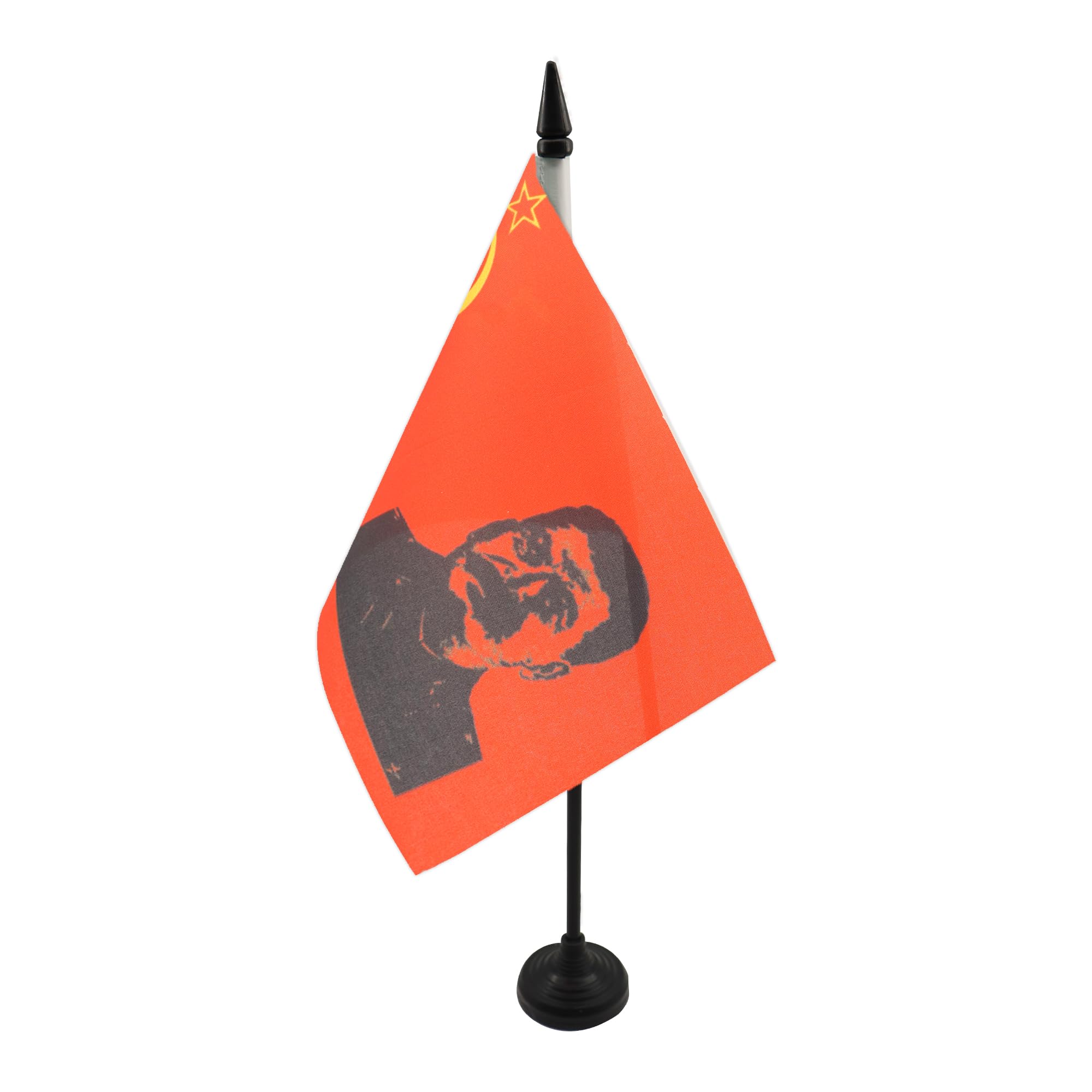 AZ FLAG USSR with Stalin Table Flag 5'' x 8'' - Soviet Union communist Office Decoration 100% Polyester 21 x 14 cm - Mini Desk Flag with Pole and Black Plastic Base
