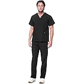 Dagacci Scrubs for Men Set - V-Neck Scrub Top and Cargo Pants - 8 Pockets Men Scrubs Set
