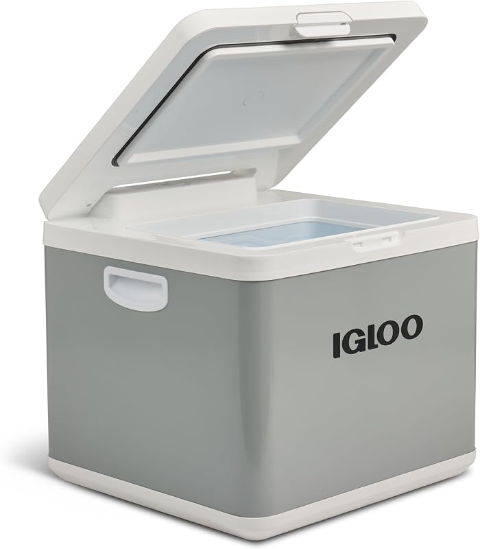 glacière à compresseur hybride IH45 - Congélateur, 43 litres, 12 V et 230 V, mini-réfrigérateur pour voiture, camping-car et camping, gris.