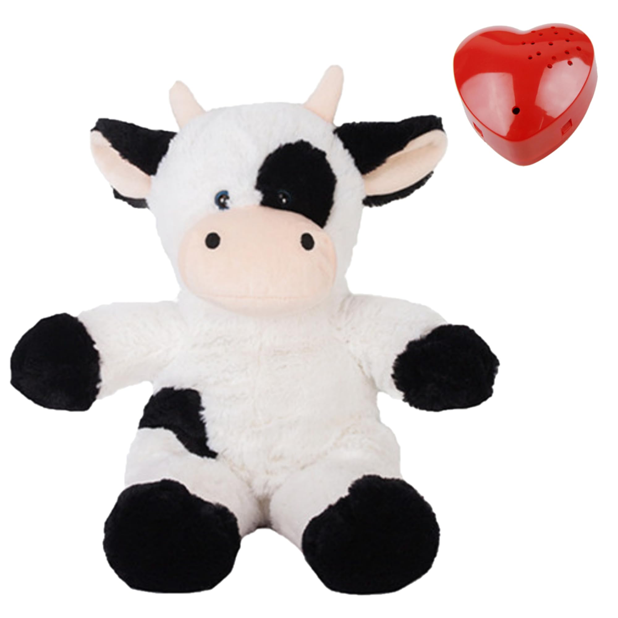 Splodge Teddy Parties Cow Plush Soft Toy with 60 Second Voice Recorder - 16"/40cm - Record a Message and Send in a Bear - Baby Heartbeat Bear