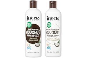 Inecto All Natural Shampoo and Conditioner Set C Itchy Scalp Treatment for Women C Restorative and Moisturizing Vegan Shampoo