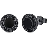 Twoowl Black Stud Earrings 925 Sterling Silver Black Round Earrings Hypoallergenic Punk Gothic Jewelry Gifts Birthdays Christmas for Women Men