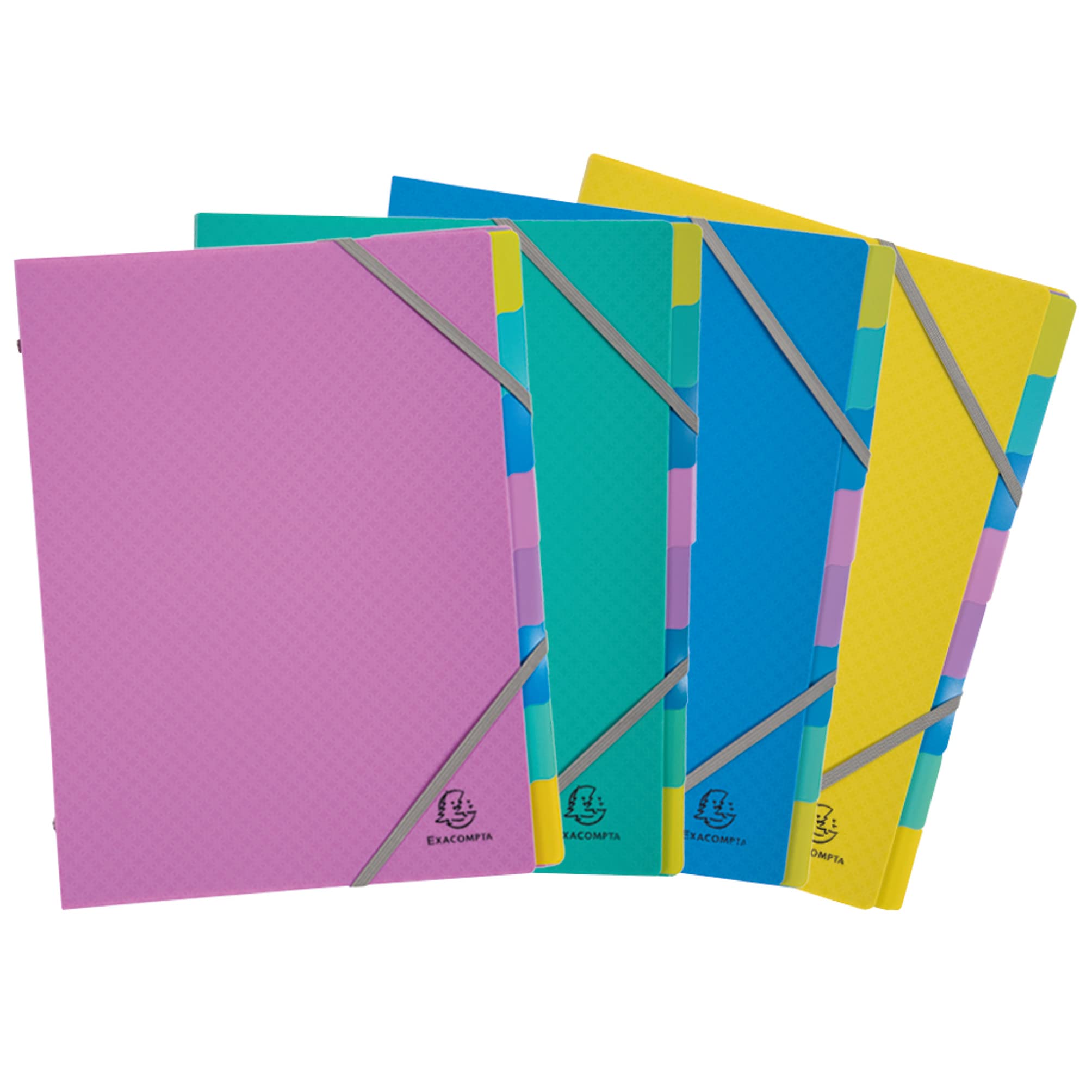 Exacompta - Ref 56190E - Forever Young Collection - Recycled PP Multipart Files - 250 x 320mm in Size, Suitable for A4 Documents, 8 Compartments - Random Colour