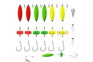 Narcissus Catfish Rigs Set – 6 Pre-Tied Rigs with 2 Sinker Sliders & 2oz Pyramid Sinker, Float Rigs Tackle, Santee Rig, Circle Hooks 6/0 – Complete & Ready-to-Use Kit