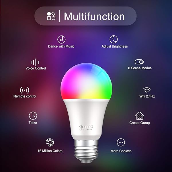Gosund Bombilla Led Inteligente E27 8W 800LM Lmpara Regulable Bombillas WiFi Luces Clidas RGB Compatible con Alexa y Google Home Bombillas Alexa con Control Remoto 16 Millones de Colores 2 Pcs