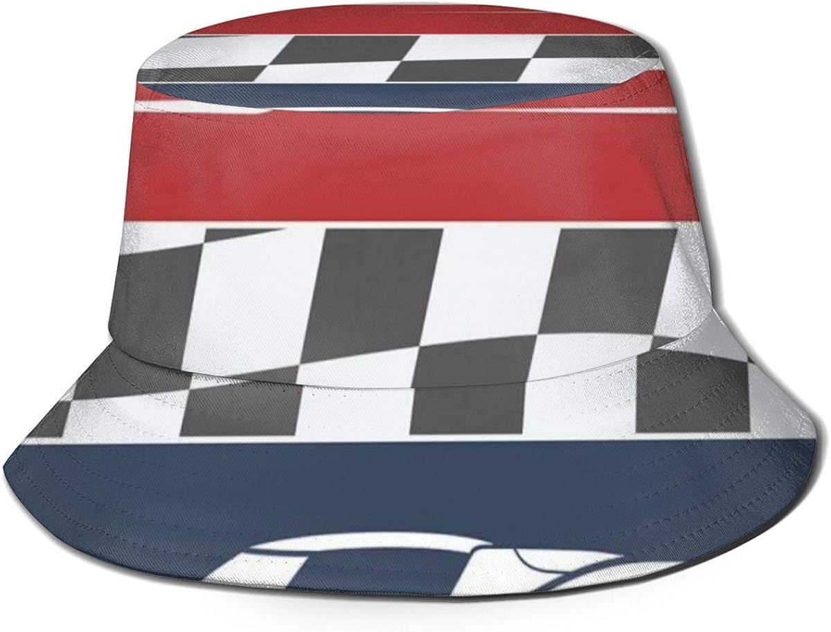 Auto Racing Cars Logo Flag Winner On Road Popular Illustration Hat