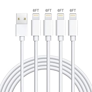 Sundix iPhone Charger, 4Pack 6FT MFi Lightning Cable USB Charging Charger Compatible with iPhone 12/12Pro/12Pro Max/11/11Pro/11Pro Max, iPad iPod Touch & More (White)