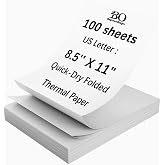 Thermal Paper 8.5 x 11 Inch for Portable Printers, 100PCS US Letter Size | BPA-Free Thermal Printer Paper for N80/A285M/Most Inkless Printers, Quick-Dry Fanfold Thermal Paper for Home,Outdoor &amp; Travel