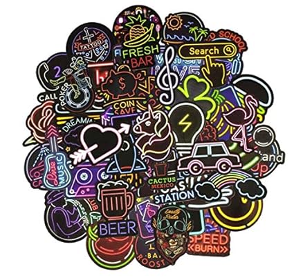 WENCHI Etiqueta de luz de neón Anime Icon Animal Cute Decals ...