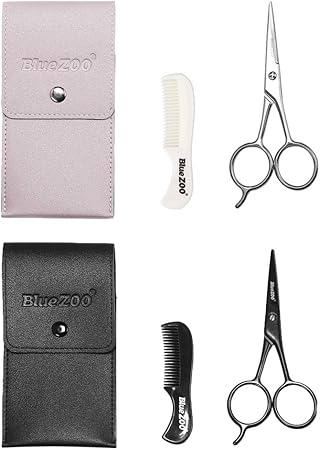 Amazon F Fityle 髭 はさみ ひげはさみ 口ひげはさみ 眉毛はさみ ひげ櫛 口ひげコーム 手入れキット 2セット F Fityle シェービング用アクセサリー
