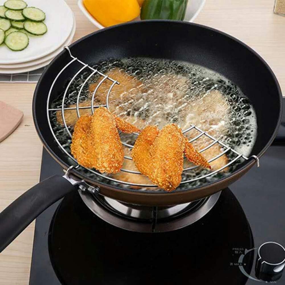 7.9in-14in Semi-circular stainless steel Oil Drain Rack Cooking Oil Drip Filter For Tempura, Fried Food（2pcs）YOO (8.6IN)