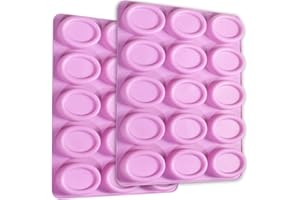 Newk Oval Silicone Mold, 2 Packs 15-Cavity Non-Stick Silicone Molds for Cake Pops, Soap, Chocolate, Cookies, Bath Bombs, Chee