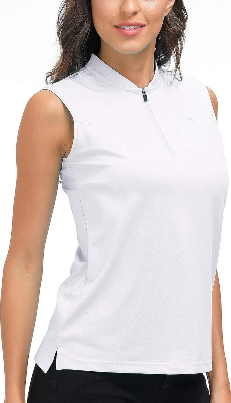 AIRIKE Golf Polo Shirts for Women Slim Fit Woman Sleeveless Sports Shirts Quick Dry Athletic Tank Tops for Tennis Work: Clothing
